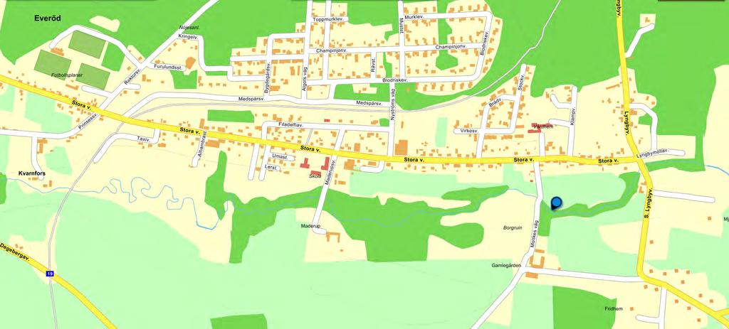 Lokalnamn: 619780 139360 Gamlegården Vidare har vi kommit till Mjöåns andra elfiskelokal som vi hittar i Everöds södra kant några