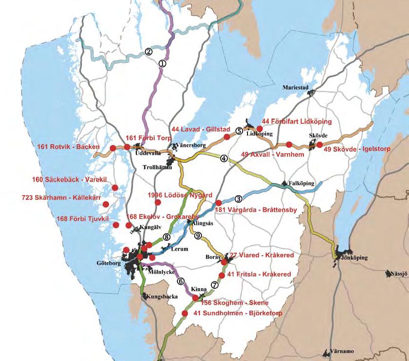 8 2.2 Regionala VägÅtgäRdeR namngivna OBJekt Viktiga utgångspunkter för prioriteringen av väg åtgärder har som nämnts varit att främja sysselsättning och tillväxt.