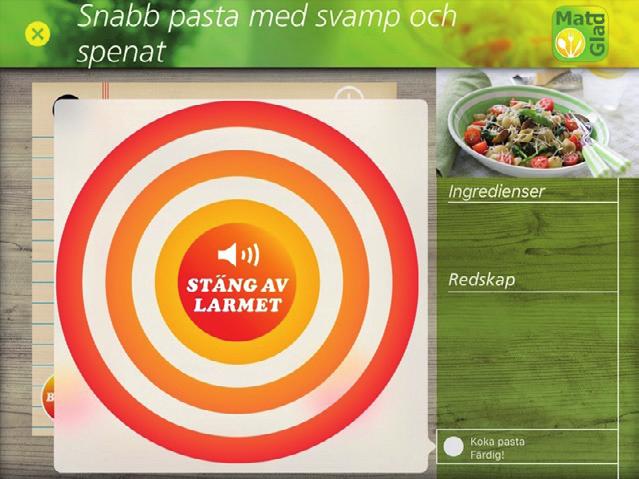 7.12 Laga mat steg för steg Ljudligt larm och timertext När tiden är ute startar ett