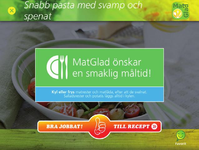 7.14 Laga mat steg för steg Receptets sista sida När allt är klart kommer ni till sista sidan