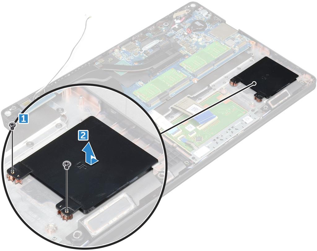 GUID-88B139AF-8E85-4127-8F5D-7A3728CA7CB8 Installera smartkortläsarkortet 1 Sätt i smartkortläsarkortet och rikta in det mot flikarna på chassit.