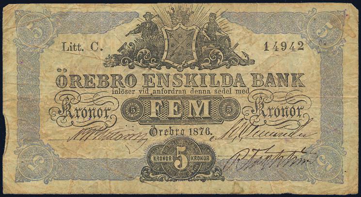 10 kronor 1882, blankett litt A. PL 22. 01/0. 1603 1604 1605 1606 Privatbanker.