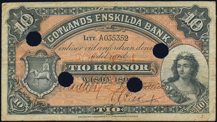 Christinehamns Enskilda Bank. 5 kronor 1876, A52912. PL 8. Delvis lätt smutsig baksida 1?/1.