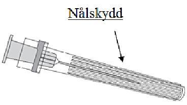 Spruta 1. 2. 3. Håll sprutcylindern med en hand (undvik att hålla i sprutans kolvstång) och skruva av skyddslocket på sprutan genom att vrida det moturs.