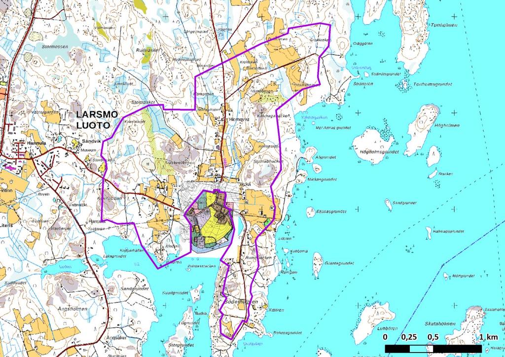 9 (11) 4.2.5 Byggnadsordning Figur 8. Planeringsområdets ungefärliga läge i förhållande till planutkast för Kvarnbackens detaljplan. Larsmo kommuns byggnadsordning har trätt i kraft 1.5.2008.