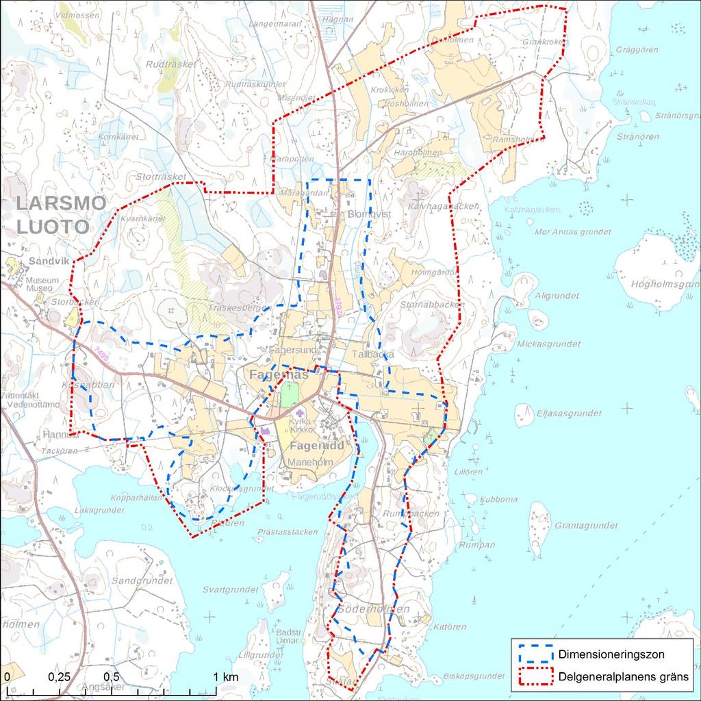 FCG SUUNNITTELU JA TEKNIIKKA OY PLANBESKRIVNING 19 (32) 4 DELGENERALPLANENS INNEHÅLL 4.1 Stomlägenhetsutredning och dimensionering 4.1.1 Dimensionering Dimensioneringen för Fagernäs har uppgjorts i enlighet med Larsmo planeringssektions beslut 18.