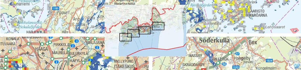 över Sjundeå, Kyrkslätt, Esbo och