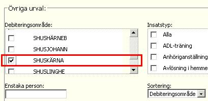 Välj vilket/vilka debiteringsområden som ska