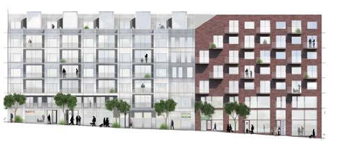 Planbeskrivning Nya Gatan, stadshusområdet 18 (47) Fasader mot sydväst (lokalgata och torg) Bild: Rotstein arkitekter Område 5 och