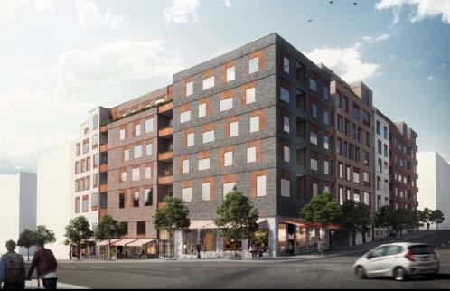 Höjden på kvarterets takfot varierar genom olika indrag av översta våningar och inslag av mindre takkupor.