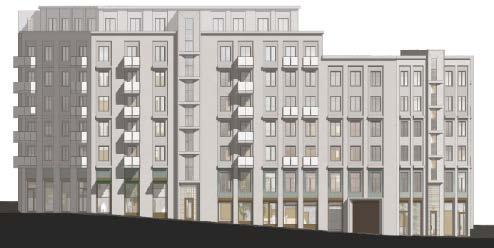 Planbeskrivning Nya Gatan, stadshusområdet 21 (47) Fasad mot väster (lokalgata) Bild: VERA arkitekter Fasad mot
