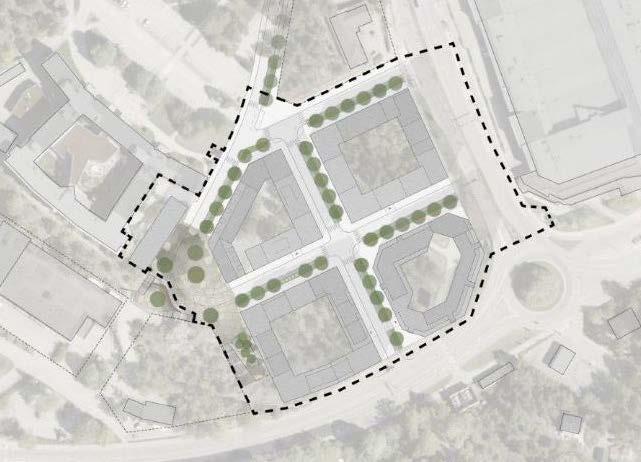 Planbeskrivning Nya Gatan, stadshusområdet 24 (47) Gröna stråk uppfyller tillgänglighetskraven, gult stråk är något för brant för att klara full tillgänglighet, röda markeringar visar det krävs
