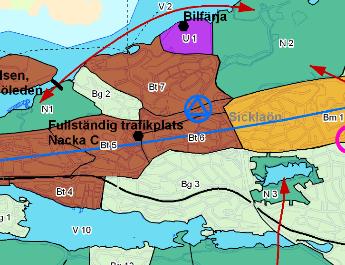 Planbeskrivning Nya Gatan, stadshusområdet 5 (47) Utsnitt av gällande översiktsplan med planområdets läge markerat med grön cirkel. Bruna områden är utpekade för tät och blandad stadsbebyggelse.