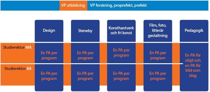 Förslag till roller i nya institutionens ledningsstruktur Figur 4. Förslaget är att ha en studierektor för kurser och program på avancerad nivå och en för kurser och program på grundnivå.