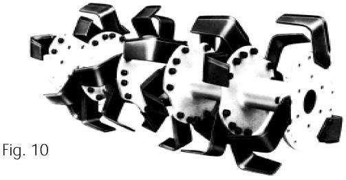 Fig. 10 Bild 10 Bladen ska bilda ett rull -mönster (bild 10). Då träffar de jorden regelbundet och belastning på drivning blir jämn.