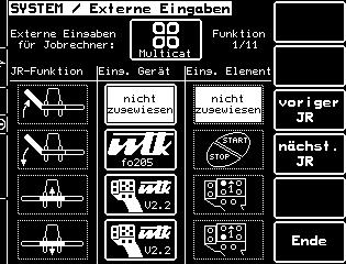 Variant 1 Kan endast användas två gånger, 1 funktion på start-tangenten och 1 funktion på stopp-tangenten - inte nödvändigt för joystickbeläggningen. - Tryck på tangenten Extern inmatning.
