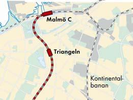 Centralen syns i högra hörnet med spåren som kommer in och den nya glasbyggnaden. Malmö C ska anpassas till genomgående trafik.