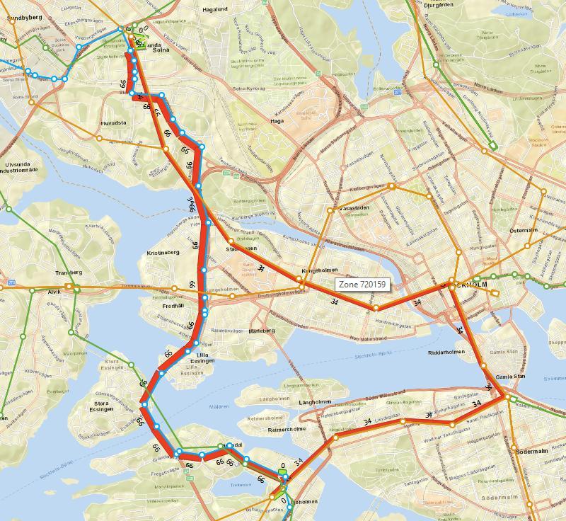 Extended transit assignment med fördelning på skaft Som tidigare testas även hur spridning på skaften påverkar resultaten.