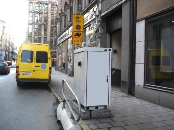 Norrlandsgatan 29. Mätpunkten är belägen ca 3 m över gatunivå på gatans västra sida. Sträckan trafikeras av ca 6 700 fordon per årsmedeldygn, ca 7 % tunga fordon.
