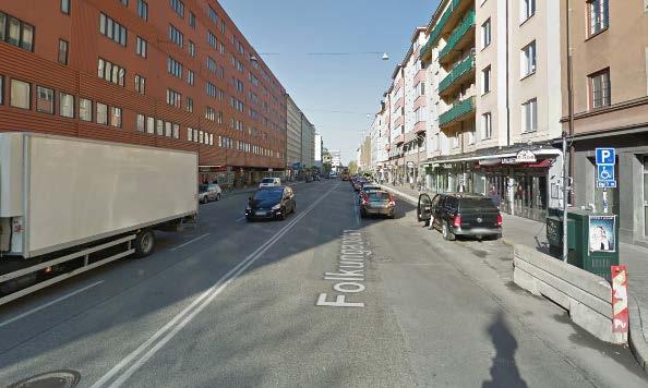 Folkungagatan 57. Mätpunkten är belägen ca 3 m över gatunivå på gatans norra sida. Sträckan trafikeras av ca 11 200 fordon per årsmedeldygn, ca 7 % tunga fordon.