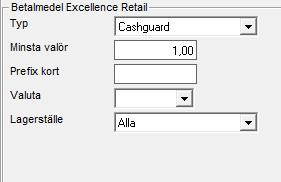 Inställningar En betalartikel för Cashguard läggs upp i Artikelregistret i Avance Fakturering. Betalartikeln kopplas sedan till en betalknapp i Excellence Retail.