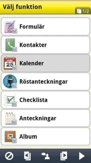 9.2.1.1 Ny genväg/app Via knappen Ny kan man lägga in genvägar i Startmenyn till vissa funktioner i Handi-appar. Man kan skapa en genväg till Handi Inställningar och Uppdatera Handi.