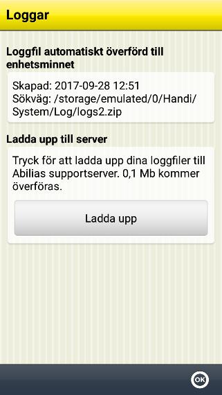 9.3.8 Loggar Via Handi Inställningar System Loggar kan man hantera loggfiler i Handi. Loggfiler skapas i bakgrunden av Handi och används främst vid felsökning.