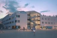 Skolområde Rinkenäs Nytt gymnasium i Rinkenäs. Anbud från Skeppshavet AB i samarbete med Skanska Väst AB och Kvadraten er AB. Yta c:a 9.000 kvm.