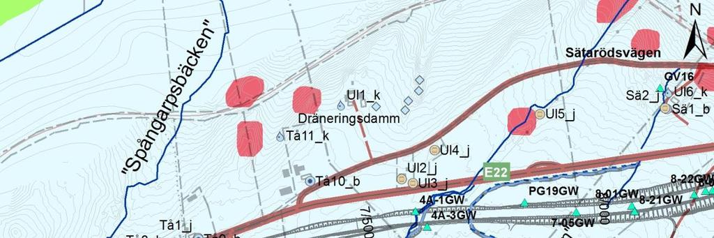 Figur 3 Jordartskarta (SGU) för delsträcka km 7/100-7/800.