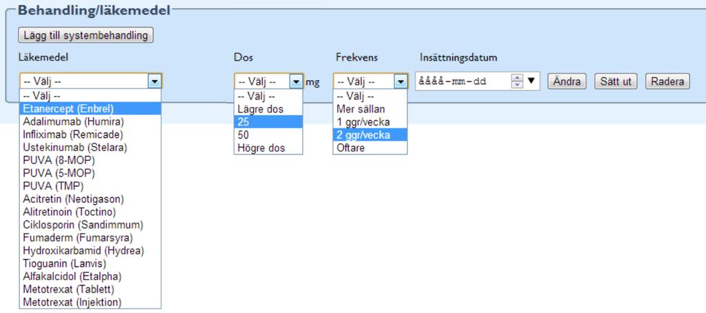 Figur 3: Skärmdump PsoReg@INCA PsoReg@INCA gör registreringen enklare som detta exempel visar.