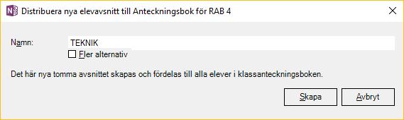 I rutan som dyker upp skriver du in vilket ämne det gäller och trycker på Skapa.