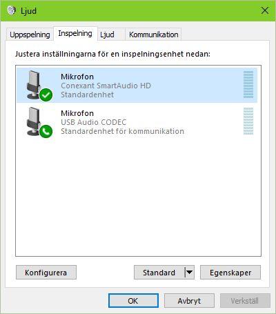 ljudkortsinterface/inbyggt ljudkort eller RF-gain kontrollen.