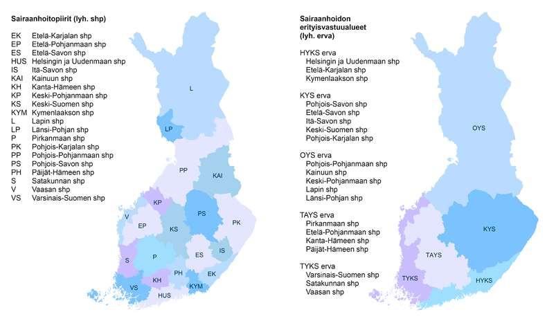Sjukvårdsdistrikt och specialupptagningsområden i Finland Finlands nya lag om smittsamma sjukdomar tidigare lagen från 1986 (ingenting om hälsopersonalens vaccinationer) förnyades för att öka
