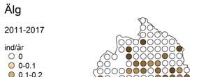 Trender för de däggdjur som inräknats i tillräckligt höga antal på standardrutterna finns tillsammans med trender för däggdjur baserade på nattruttsdata i
