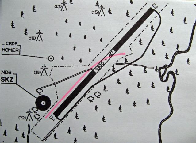 Nödlandningen Under de två varv jag flög runt fältet för att reda ut läget funderade jag ut hur jag bäst lägger upp landningen.