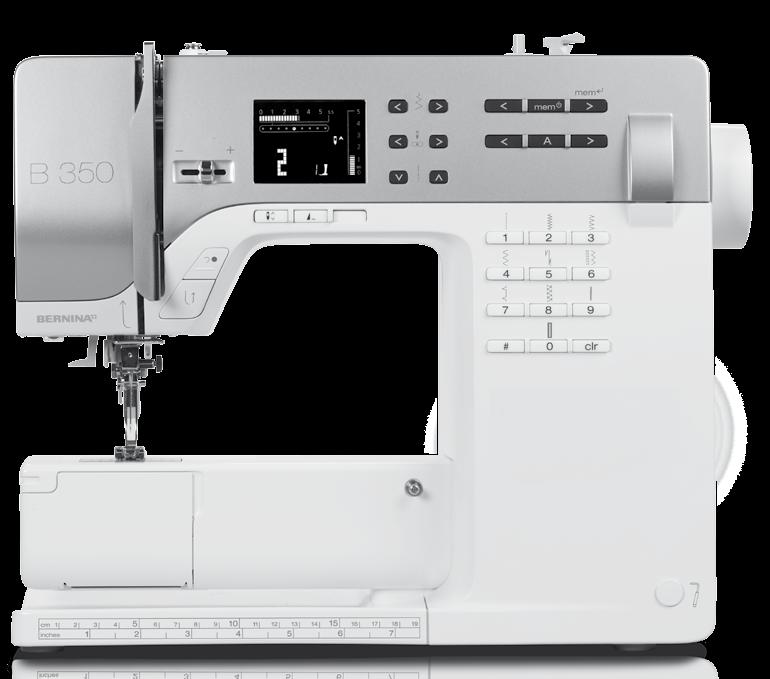 BERNINA Griparlucka Stygnplåt Till montering av extratillbehör LED syljus Backmatnings-knapp Start/Stopp- knapp Trådtilldragarskydd Trådtilldragare