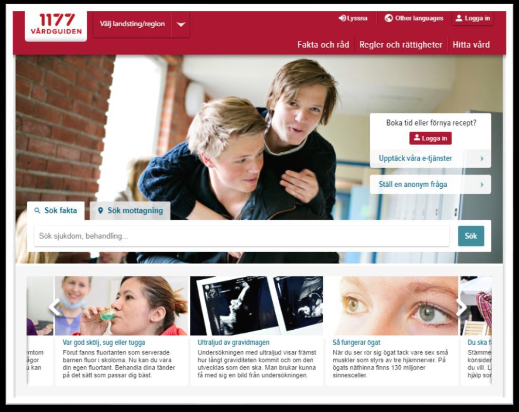 1177 Vårdguiden på webben Kvalitetssäkrat innehåll Nationellt - regionalt Texter om sjukdomar, besvär,