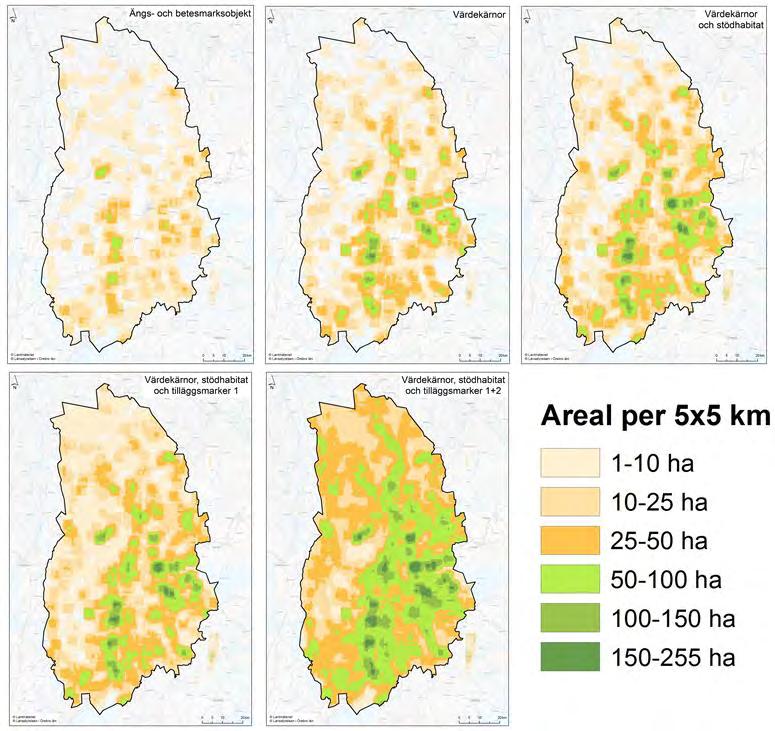 hektar per 5x5 kilometer som är tröskelvärdet för vår fokusart sexfläckig bastardsvärmare (se ovan).