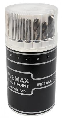 12 BORRKASSETT KRYSSLIPADE 19 ST, 1,0-10 MM, RUND KASSETT Wemax krysslipade HSS spiralborr av industrikvalitet 19 st från 1,0-10 mm om hela och halva millimetrar.