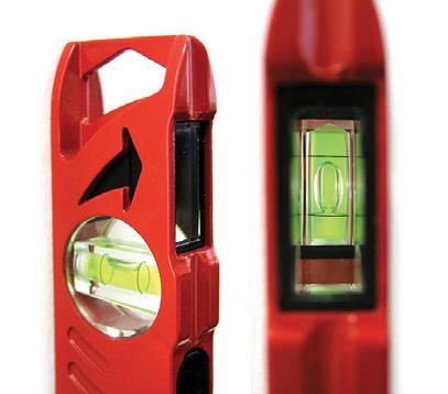 Lodlibellen har DualView som gör att du kan se libellen även rakt framifrån! Elektrostatiskt pulverlackerad V-formad aluminiumprofil för rör. Profilhöjd 46 mm. Profilbredd 20 mm.