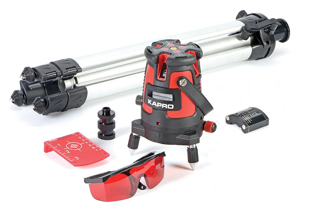14 KRYSSLINJE / LODLASERSATS 875S MED TRIPOD I VÄSKA Kapro 875S Prolaser Multilinje är en enkel, robust uppladdningsbar och mångsidig självnivellerande krysslinjelaser med fem linjer - 1 horisontal
