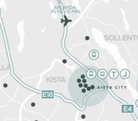 Flygbild över Kista i nordvästra Stockholm (ett av Kungsledens fastighetskluster) Bilder från: Kungsleden och Wikipedia Hyresnivåerna stiger för Kungsledens del framförallt i Stadshagen och Gärdet/