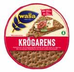 NORMAlGRÄDDAT Wasa art nr: 073116 Vikt: 740 g Pall: 12 kartonger Innehåll: Krispigt knäckebröd bakat på