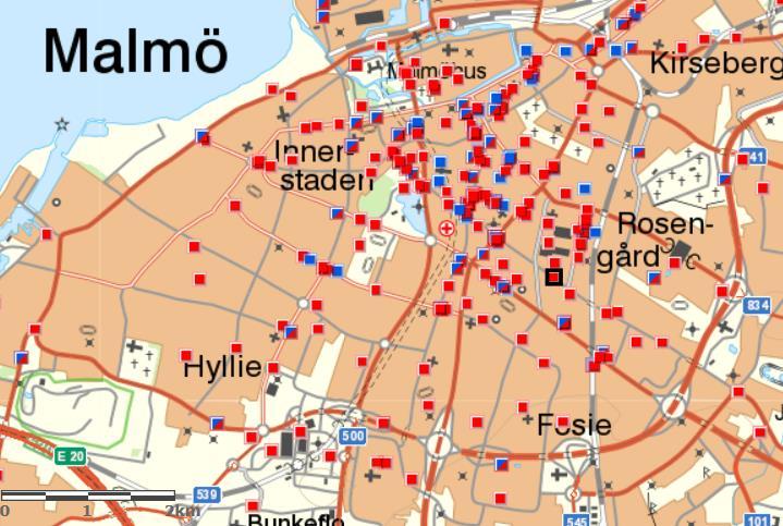 20 Figur 3-7 Cykel-cykelolyckor i Malmö stad 2009 2013. N OLYCKOR = 315, N SKADADE PERSONER = 341.
