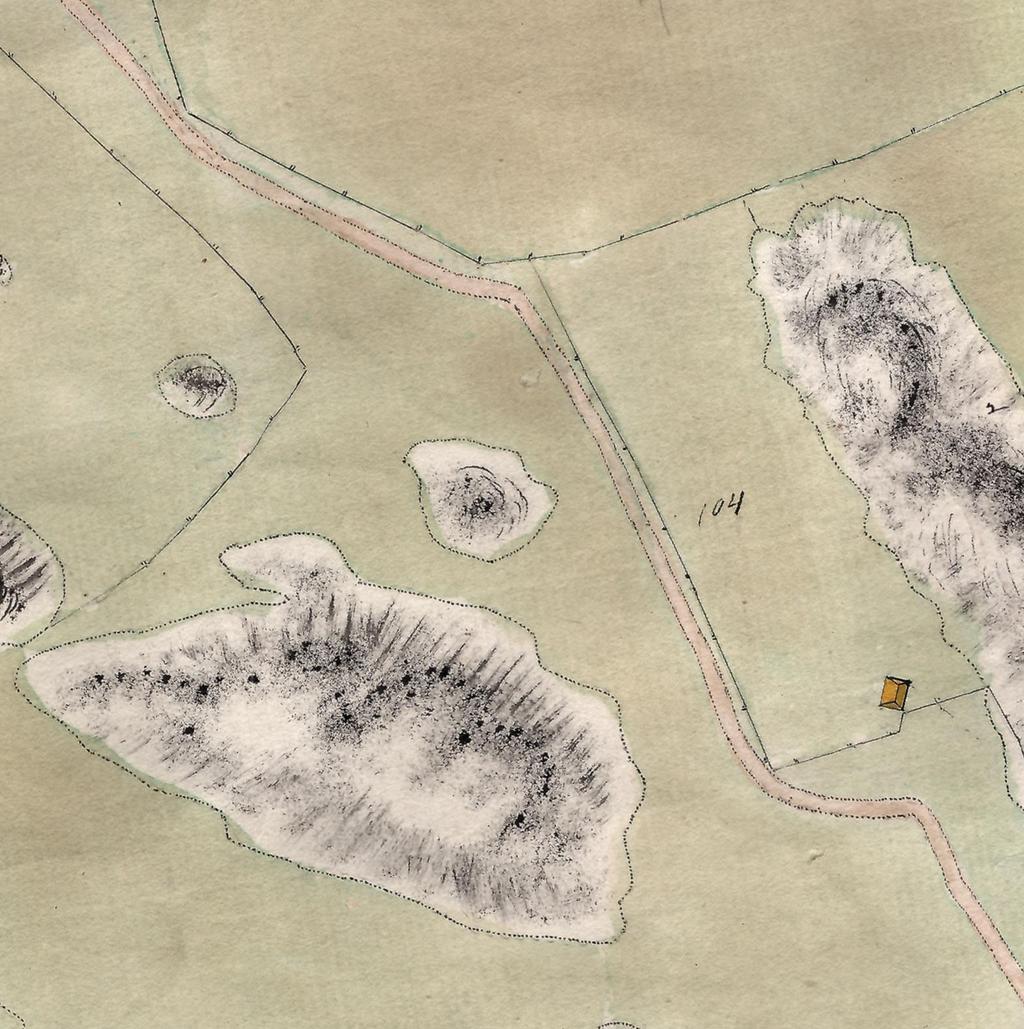 Karthistorisk översikt - karta 1695 Karta 1790 Södra vägen Korsvägen * Johannebergs landeri Örgrytevägen Ovanstående karta från 1695 visar ett utsnitt av marken där nuvarande ligger (markerat med *).
