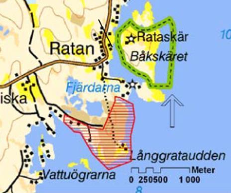 2017-01-09 Dnr 2016/B0174 10 Skogsstyrelsen (SKS) har pekat ut delar av Långrataudden som en nyckelbiotop (markers ungefärligt på kartan ovan).