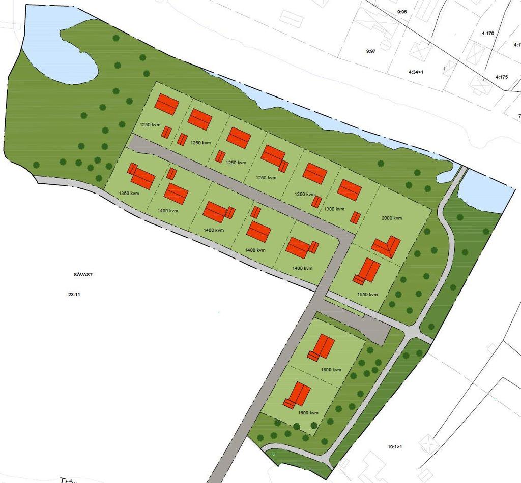 4. PLANENS SYFTE Detaljplanen syftar till att pröva förutsättningarna för att bebygga området med bostäder. Bild 1: Illustration av tänkbar utformning. 5.