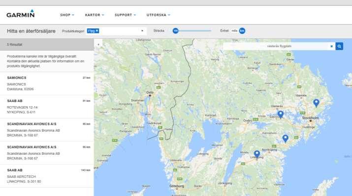 Garmin Aviation Dealers (Sweden) www.garmin.