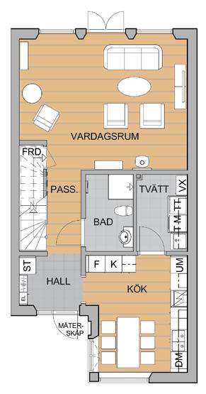 Radhus 43 Radhus 44 Fasad