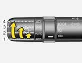 Belysningsreglage / Rattreglage* / Farthållare* Lär känna bilen Belysningsreglage / Rattreglage [4] Ljusreglage 1 Avstängt 2